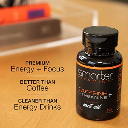 200mg Caffeine Pills - MCT Oil from 100% Coconuts + 100mg L-Theanine, Advanced Energy SmarterVitaminsBuy Supplements Australia