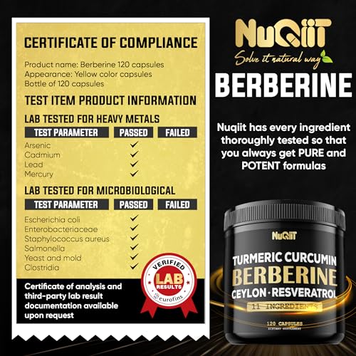 Berberine Supplement 14000mg Turmeric Curcumin 4500mg Trans-Resveratrol 4500mg NuqiitBuy Supplements Australia