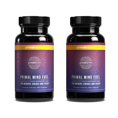 Primal Harvest Brain Supplement, Primal Mind Fuel Brain Booster for Focus, Energy, Clarity, Memory Brain Health 30 Capsules Nootropics Brain Support Supplement for Men and Women (2 Pack (30 Count)) Primal HarvestBuy Supplements Australia