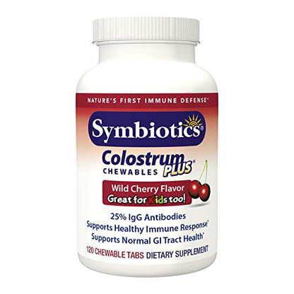 Symbiotics Colostrum 120ct Chewables Plus - Immunity Support for Adult & Kids 