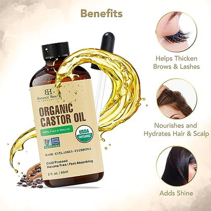Botanic Hearth Castor Oil | USDA Certified Organic |100% Pure & Hexane Free | Cold Pressed | Growth Botanic HearthBuy Supplements Australia