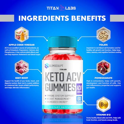(3 Pack) Slimsculpt Keto ACV Gummies, Slim Sculpt Keto ACV Gummies Advanced Weight Loss 1000MG Titan LabsBuy Supplements Australia