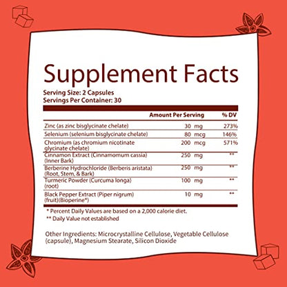 GOBIOTIX Blood Sugar Support - Cinnamon, Berberine and Selenium Capsules - Blood Sugar GOBIOTIXBuy Supplements Australia