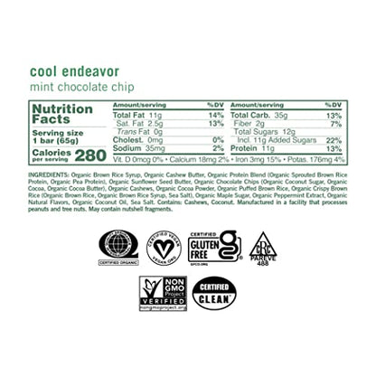 GoMacro MacroBar Organic Vegan Protein Bars - Mint Chocolate Chip, 2.3 Ounce Bars GoMacroBuy Supplements Australia