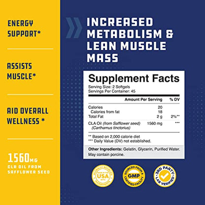 CLA Diet Weight Loss Pills - Women and Men - Pure Conjugated Linoleic Acid - Safflower Natures CraftBuy Supplements Australia