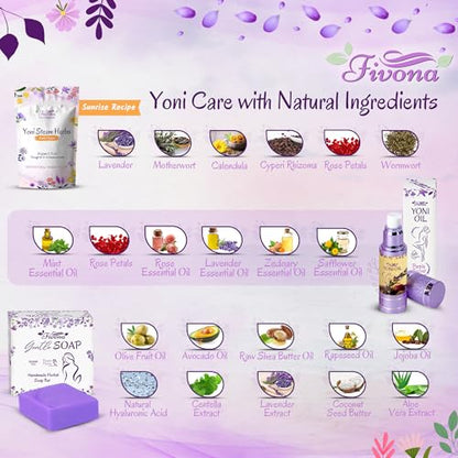 FIVONA Yoni Care Kit 4 in 1 - pH Balanced Natural Yoni Oil, Herbal Bar Soap for Feminine V Wash, Detox FIVONABuy Supplements Australia