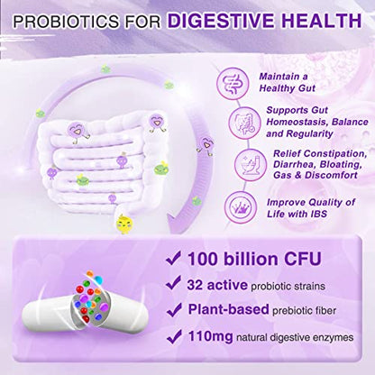 Probiotics for Women Digestive Health with Enzymes & Prebiotics 100 Billion | Vaginal Probiotics ZEBORABuy Supplements Australia