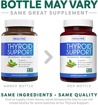 Thyroid Support with Iodine - 120 Capsules (Non-GMO)