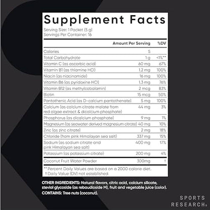 Sports Research Hydrate Electrolytes Powder Packets - Sugar-Free & Naturally Flavored Sports ResearchBuy Supplements Australia