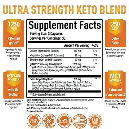 Premium Keto Pills + Apple Cider Vinegar Capsules with Mother - Utilize Fat