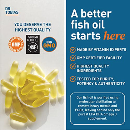 Dr. Tobias Omega 3 Fish Oil, 800 mg EPA 600 mg DHA Omega 3 Supplement for Heart Dr. TobiasBuy Supplements Australia