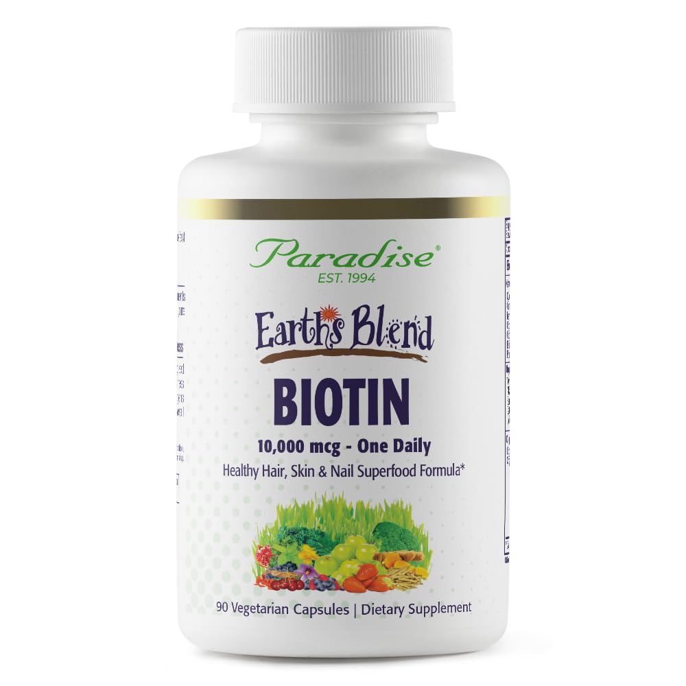 Paradise Herbs Earth's Blend Biotin Supplement, Hair, Skin & Nails, Whole Body Health, Vegan, Non-GMO, 90 Vegetarian Capsules Paradise HerbsBuy Supplements Australia