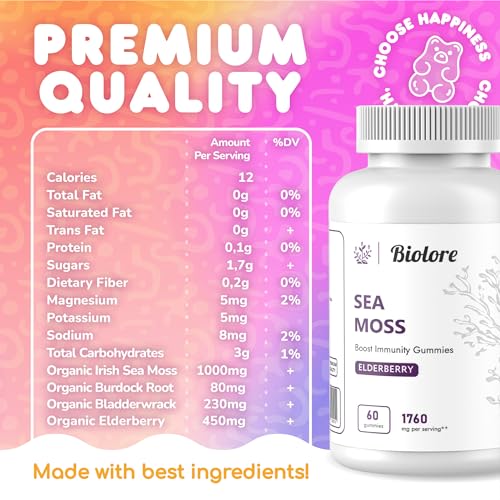Biolore Sea Moss Gummies with Elderberry, Contains Irish Sea Moss, Organic Extract BioloreBuy Supplements Australia