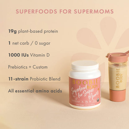Boobie Body Organic Superfood Plant-Based Protein Shake, Chocolate Bliss, [23.4oz, 1 Tub] Boobie BrandsBuy Supplements Australia
