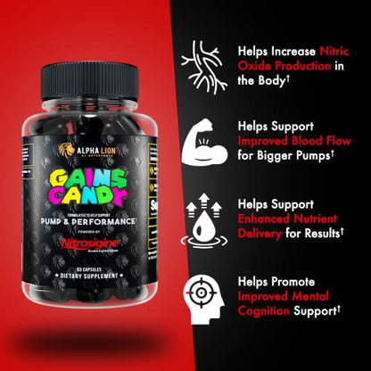 ALPHA LION Gains Candy, Supplement Pills for Muscle Pump & Blood Flow, Nitric Oxide ALPHA LIONBuy Supplements Australia