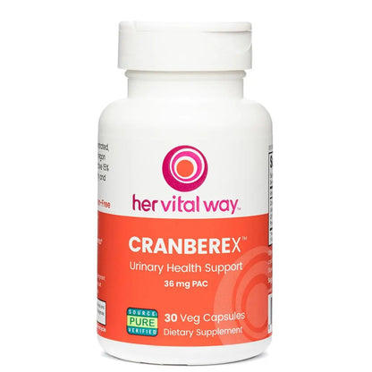 her vital way Cranberex - Cranberry Pills for Women and Men - Cranberry Supplement with 36mg PAC - Cranberry Extract Capsules for Urinary Tract Health and Kidney Care - 30 Veg Capsules her vital wayBuy Supplements Australia
