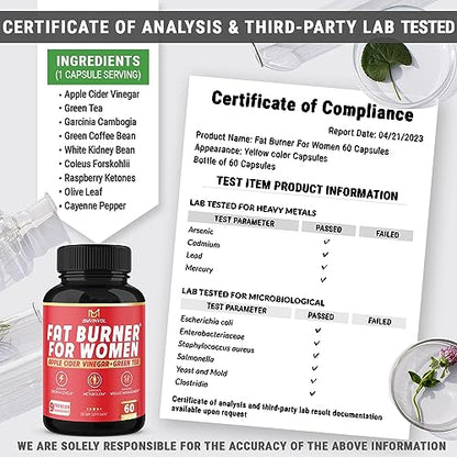 Fat Burner for Women, 9-in-1 Powerful Blend of Apple Cider Vinegar, Green Tea, Garcinia Cambogia BMVINVOLBuy Supplements Australia