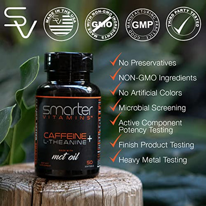 200mg Caffeine Pills - MCT Oil from 100% Coconuts + 100mg L-Theanine, Advanced Energy SmarterVitaminsBuy Supplements Australia
