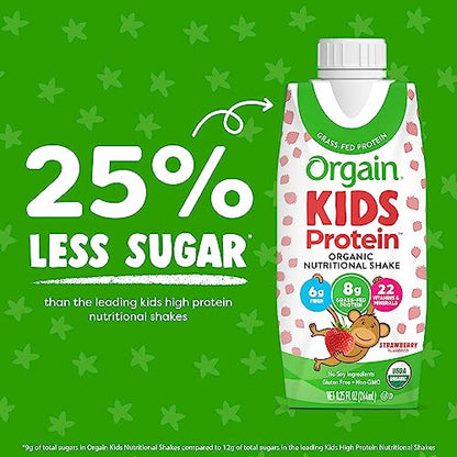 Orgain Organic Kids Nutritional Protein Shake, Strawberry - Kids Snacks with 8g Dairy OrgainBuy Supplements Australia