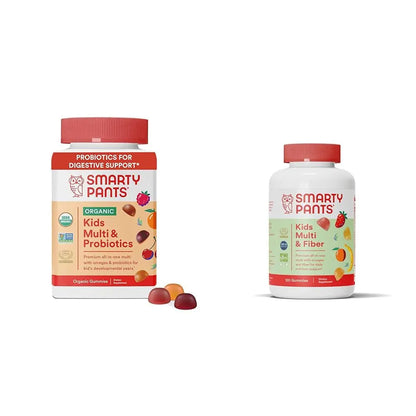 SmartyPants Organic Kids Multivitamin Gummies: Probiotics, Omega 3 (ALA) & Kids Multivitamin Gummies and Fiber Supplement: Omega 3 Fish Oil (EPA/DHA), Vitamin D3, C, Vitamin B12 SmartyPantsBuy Supplements Australia