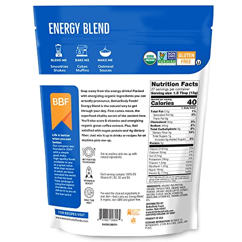 BetterBody Foods Organic Energy Blend, Plant-Based Natural Energy, Gluten-free, Non-GMO BetterBody FoodsBuy Supplements Australia