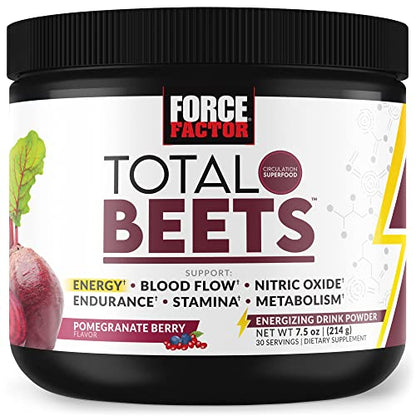Force Factor Total Beets Energy Drink Mix, Superfood Beet Root Powder with Nitrates 