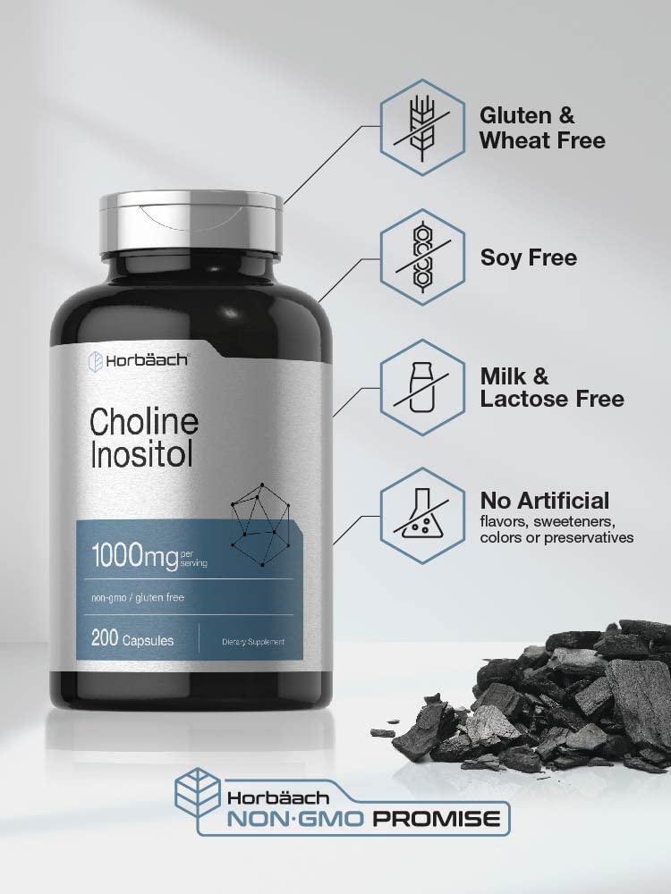 Choline Inositol 1000mg Supplement | 200 Capsules | Non-GMO, Gluten Free | by Horbaach HorbäachBuy Supplements Australia