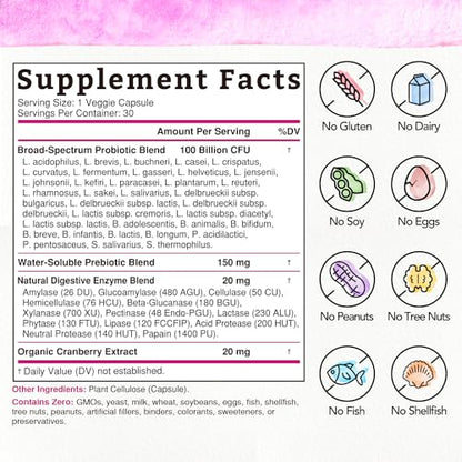 Bonawell Probiotics for Women 100B, with Organic Prebiotic, Cranberry for Feminine Health BonawellBuy Supplements Australia