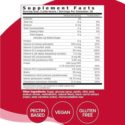 VitaDrops Multivitamin Jelly Beans, Women & Men, Source of Vitamin A C D E B-3 B-6 & Biotin, Supports Immune System, Pectin Based VitaDropsBuy Supplements Australia