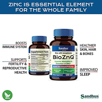 Sandhu's BioZnq 900mg Vegetarian Capsules Zinc Supplement with Quercetin Sandhu'sBuy Supplements Australia