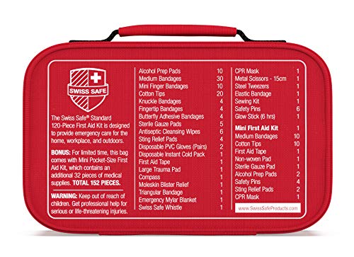 Swiss Safe 2-in-1 First Aid Kit (120 Piece) + Bonus 32-Piece Mini Kit Swiss SafeBuy Supplements Australia