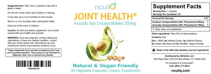 NOULIQ Natural & Vegan-Friendly Joint Health Supplement, Avocado Soy Unsaponifiables 300mg, Non-GMO, Free of Any Gluten, Artificial Colors or Flavors, Dairy and Shellfish, 60 Day Supply. NOULIQBuy Supplements Australia