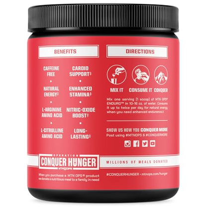 MTN OPS Enduro Trail Packs Nitric Oxide Supplement & Stim-Free Pre Workout - 20 Servings - with Magnesium Citrate, Beet Root Powder, Niacinamide, L Arginine & L Citrulline - Raspberry Flavor
