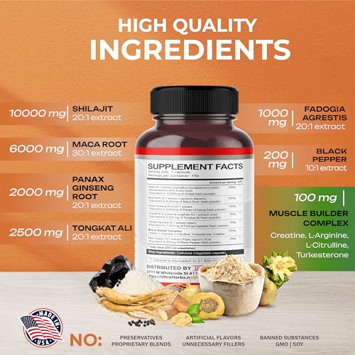 Shilajit Pure Himalayan 21,800mg - Energy Booster 85% Fulvic Acid, Maca Root ULTRA HERBSBuy Supplements Australia