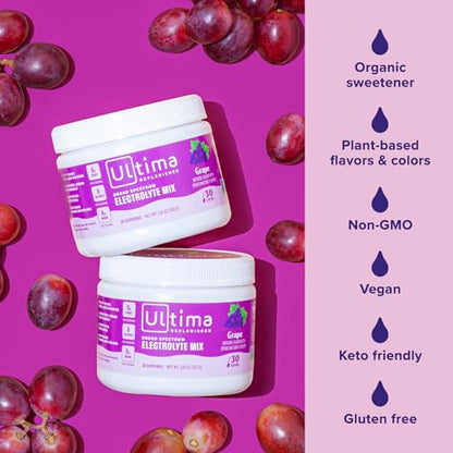 Ultima Replenisher Daily Electrolyte Drink Mix – Grape, 30 Servings – Hydration Powder Ultima ReplenisherBuy Supplements Australia
