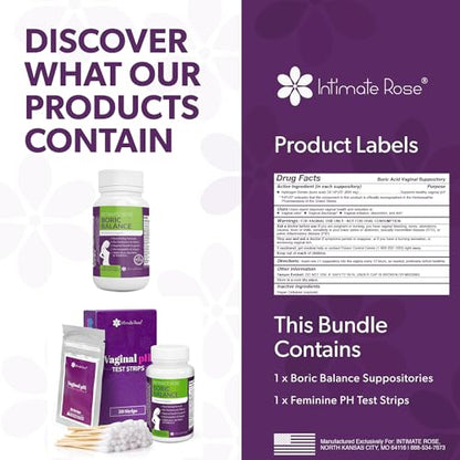 Intimate Rose Boric Acid Suppositories and pH Test Strips for Women (50 Strips) Bundle. Intimate RoseBuy Supplements Australia
