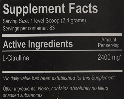 Muscle Feast Premium Vegan L-Citrulline Powder, Enhance Muscle Pumps, Improve Muscle Vascularity, Nitric Oxide Booster, Citrulline, Unflavored, 200 Grams