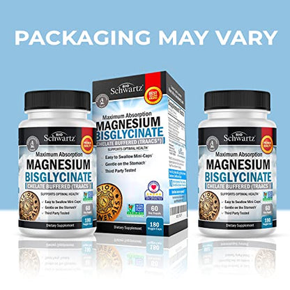 Magnesium Bisglycinate 100% Chelate No-Laxative Effect - Maximum Absorption BioSchwartzBuy Supplements Australia