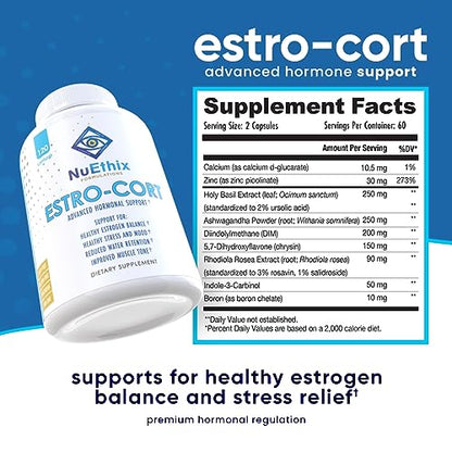 NuEthix Formulations Estro-Cort Anti-Estrogen Nutritional Support Dietary Supplement, 120 Capsules NuEthix FormulationsBuy Supplements Australia