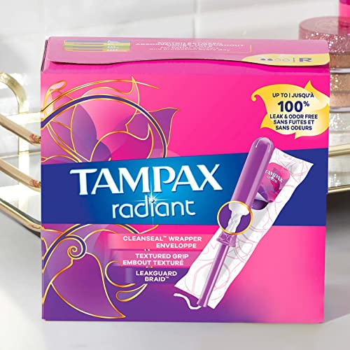 Tampax Radiant Tampons Multi Pack with LeakGuard Braid, Light/Regular Absorbency, Unscented, 26 Count TampaxBuy Supplements Australia