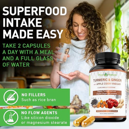 PIUS NATURE Turmeric Curcumin and Ginger with Apple Cider Vinegar, USDA Organic PIUS NATUREBuy Supplements Australia