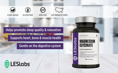 LES Labs Magnesium Glycinate – Supports Restful Sleep, Heart Health, Stress Relief, Metabolism, Nerve & Muscle Function, Gentle on The Digestive System – Non-GMO Supplement – 120 Capsules LES LabsBuy Supplements Australia
