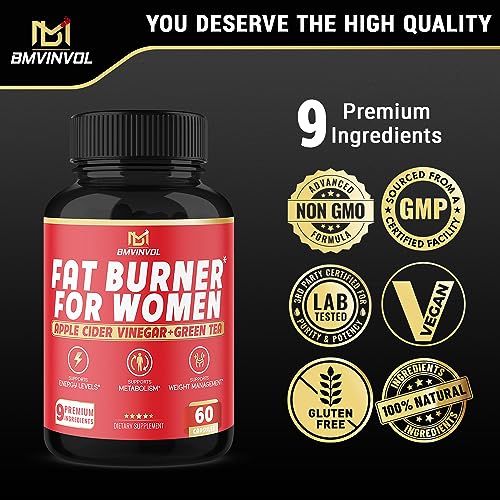 Fat Burner for Women, 9-in-1 Powerful Blend of Apple Cider Vinegar, Green Tea, Garcinia Cambogia BMVINVOLBuy Supplements Australia