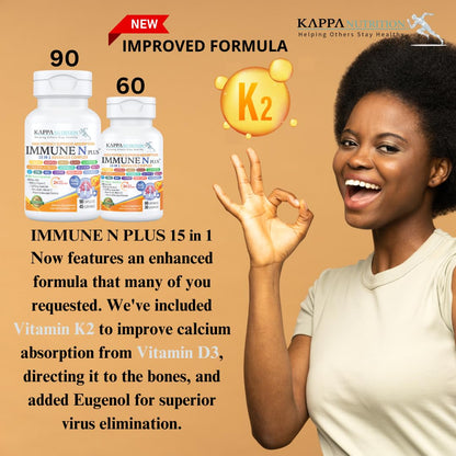 (60 Capsules), NAC 600mg, Quercetin 1,000mg, Vitamin C 500mg, Zinc 50mg, Vitamin D3 5,000iu, Selenium, Copper, Acerola, Ginger, Rutin, Citrus Bioflavonoids, Rose Hips, Echinacea, Immune N Plus 15 in 1 - Maple Wellness Supplements