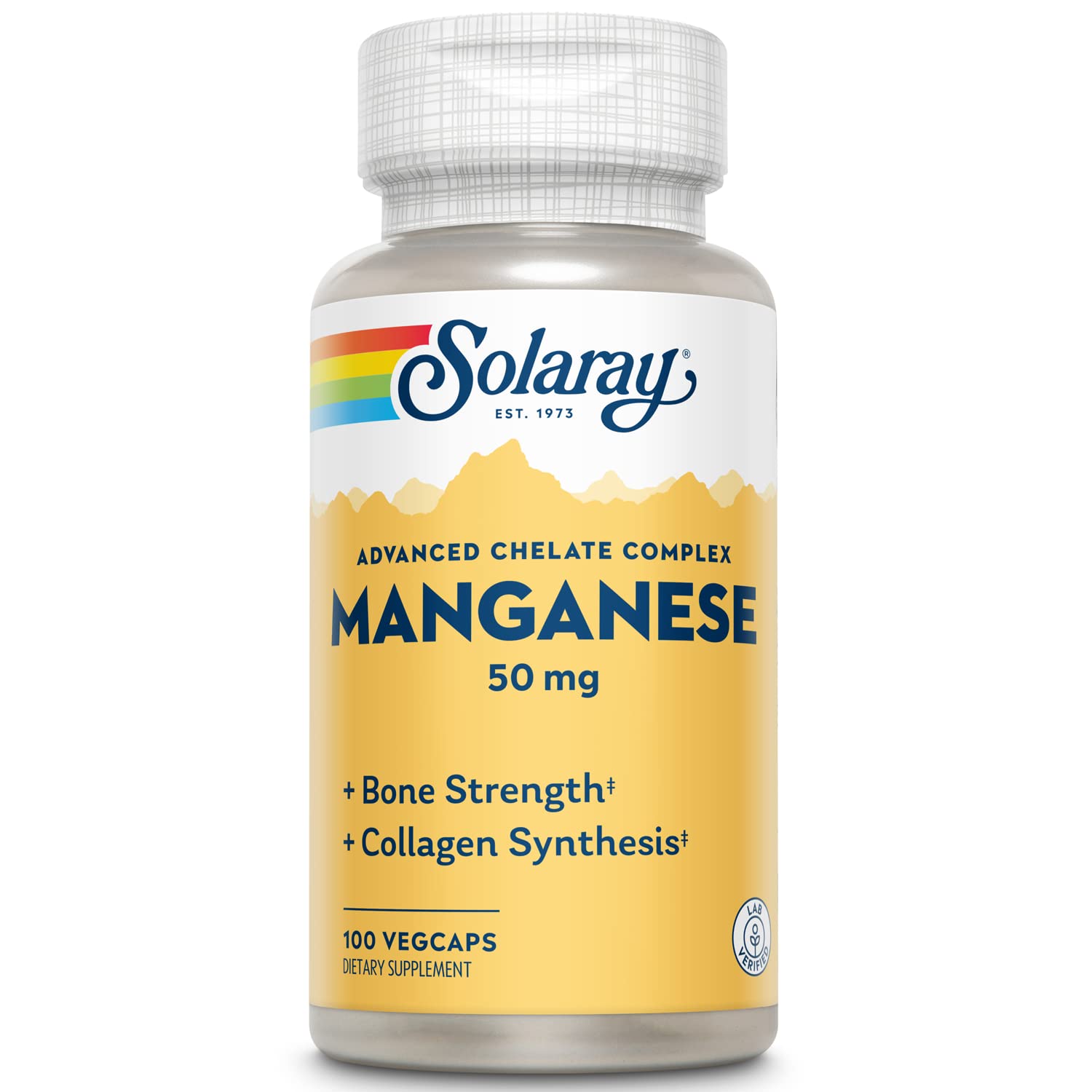 SOLARAY Manganese Supplement 50 mg - Essential Trace Minerals - Advanced Trace Mineral Supplements for Bone Strength and Bone Health Support - Lab Verified, 60-Day Guarantee, 100 Servings, 100 VegCaps SOLARAYBuy Supplements Australia