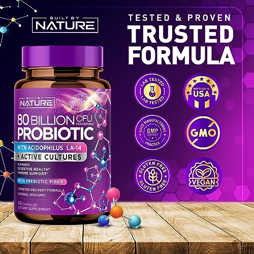 80 Billion CFU Probiotic - Daily Digestive Gut Health Supplement for Men & Women Built by NatureBuy Supplements Australia