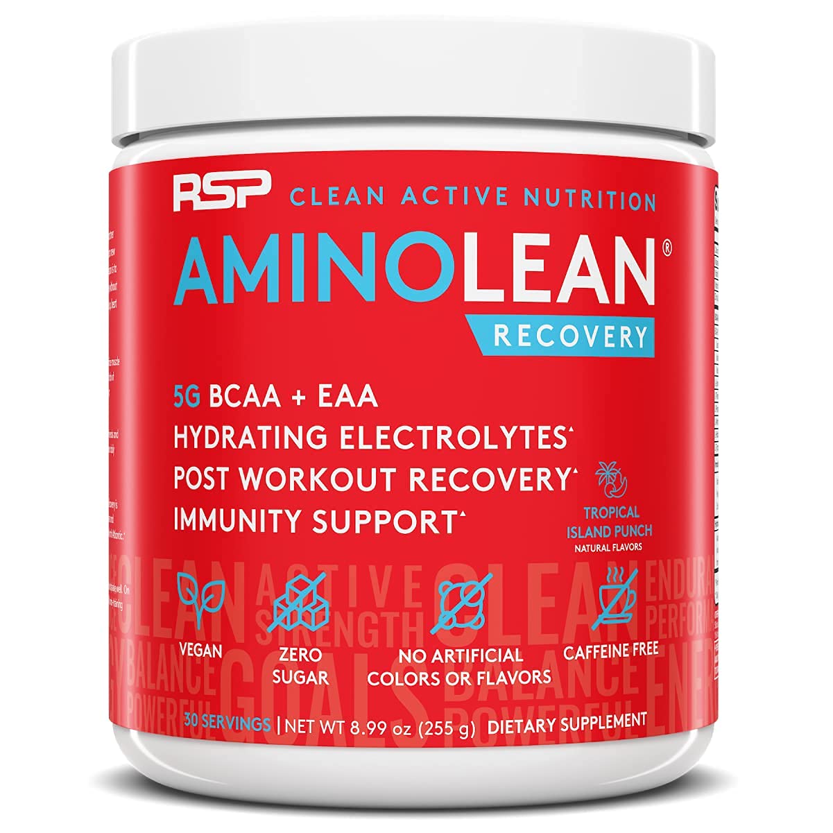 RSP NUTRITION AminoLean Pre Workout Energy (BlackBerry Pomegranate 30 Servings) with AminoLean Recovery Post Workout Boost (Tropical Island Punch 30 Servings)