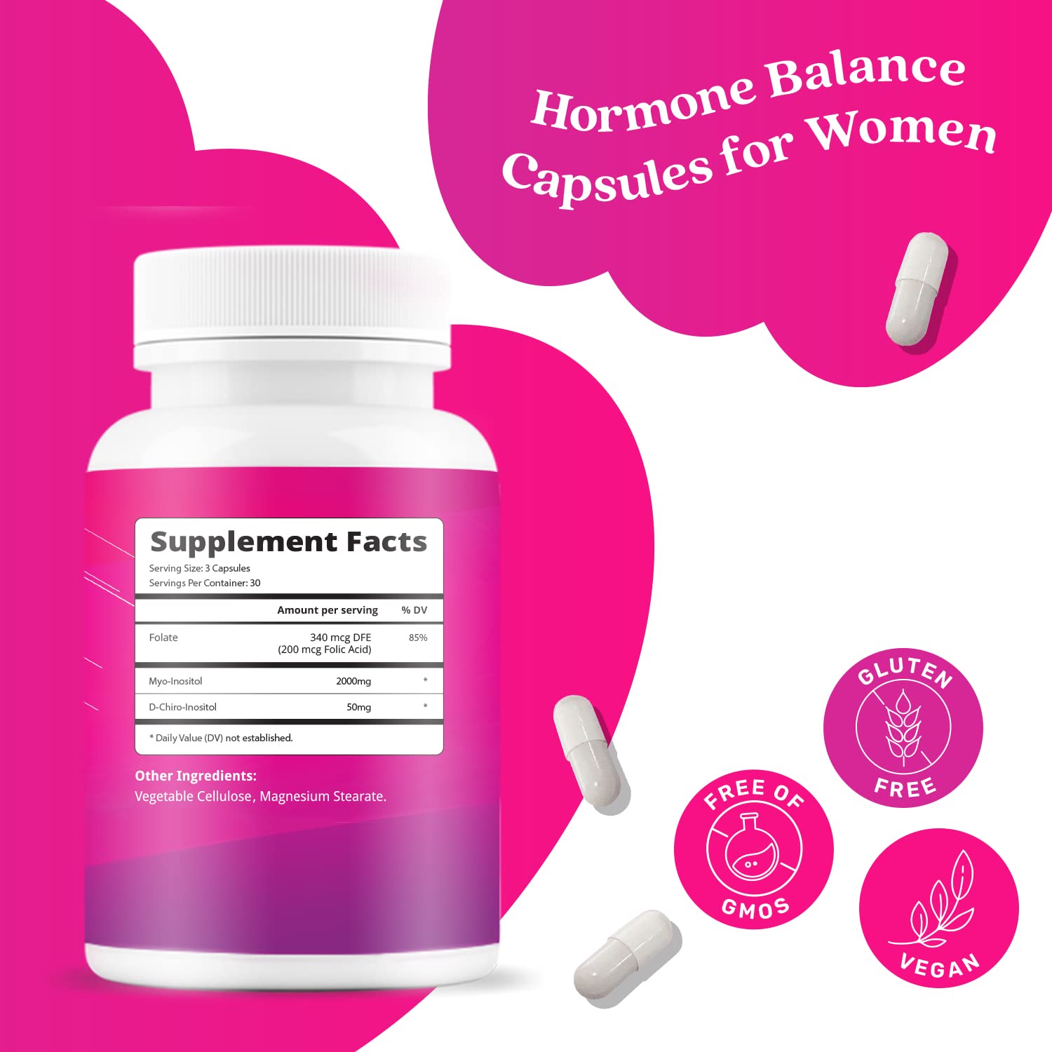 Myo-Inositol & D-Chiro Inositol Capsules with Folic Acid for PCOS | Prenatal Fertility BeLiveBuy Supplements Australia