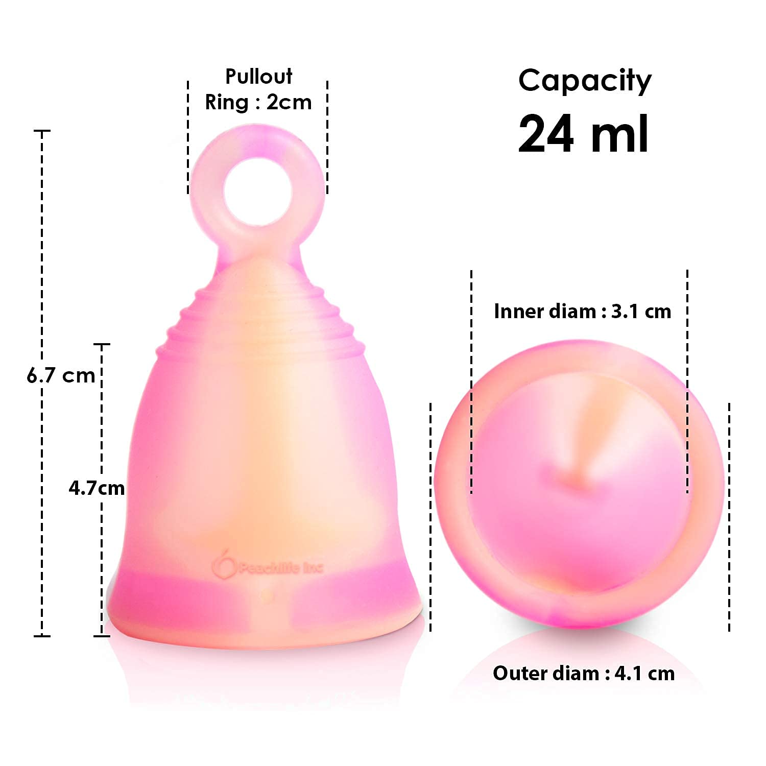 Peachlife Boric Acid Suppositories and Small Soft Menstrual Cup with Ring Pull PeachlifeBuy Supplements Australia