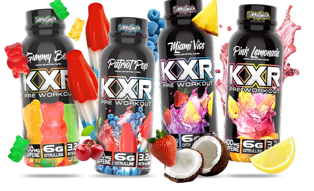 VMI Sports KXR High Stimulant Pre-Workout Energy Ready to Drink 400mg Caffeine, 6g Citrulline, 3.2g Beta-Alanine | Delicious – Convenient – Powerful | 12.5 oz Bottles (Gummy Bear, 12 Bottles)